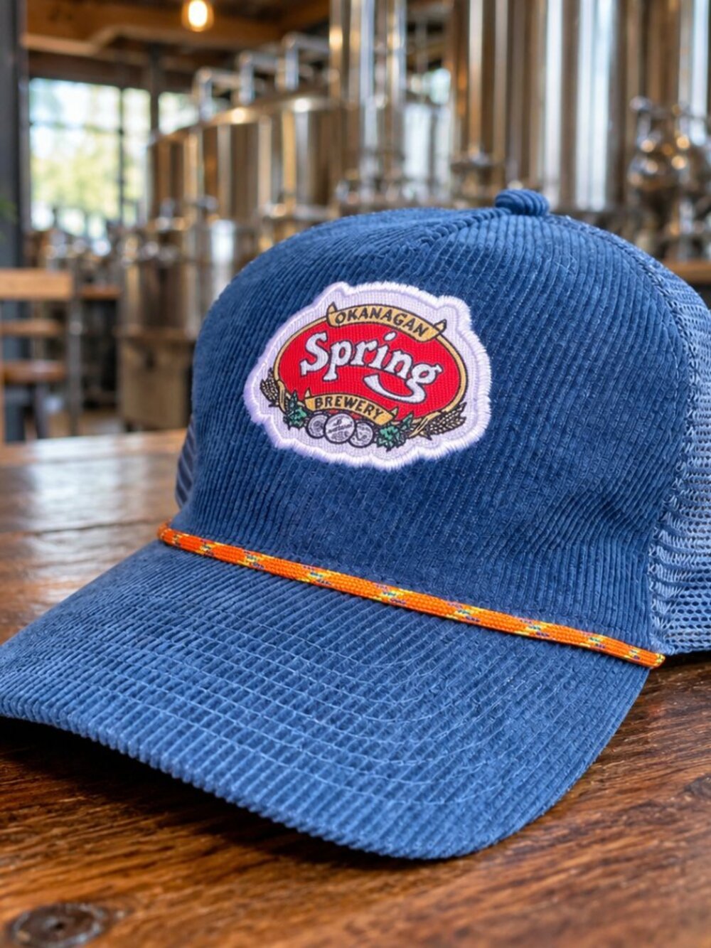 Vtg Okanagan Spring Brewery Corduroy Rope Trucker Hat Snapback BC Canada